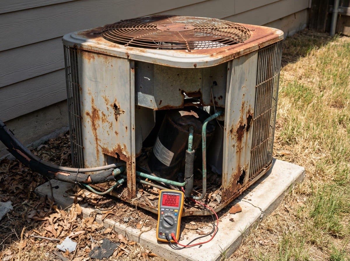 Emergency AC Replacement in Mueller - Before